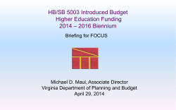 Dept. of Planning Budget Update