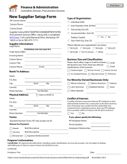 New Supplier Setup Form