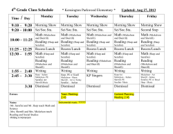 Fourth Grade Class Schedules