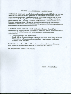 Articulo Para El Boletin De Los Padres