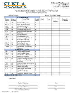 Pre -Professional Speech Pathology