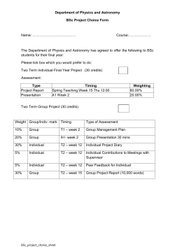 BSc Final Year Project Choice Form [PDF 170.58KB]