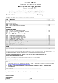 MSc Frontiers of Quantum Technology Module Options Form [PDF 202.36KB]