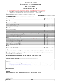 MSc Cosmology Module Options Form [PDF 201.24KB]