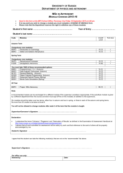 MSc Astronomy Module Options Form [PDF 198.64KB]