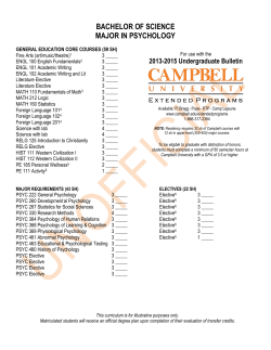 Bachelor of Science Psychology Description and Requirements
