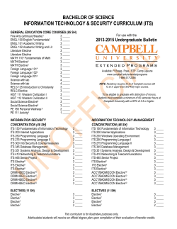 Bachelor of Science Information Technology Security Description and Requirements