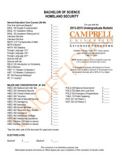 Bachelor of Science Homeland Security Description and Requirements