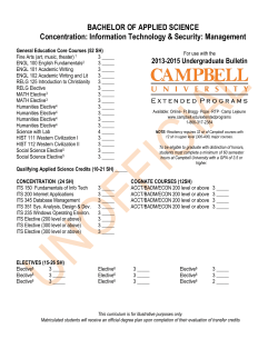 Bachelor of Applied Sciences Information Technology Management Description and Requirements