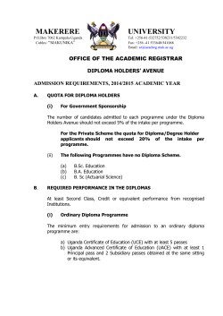 DIPLOMA HOLDERS REQUIREMEN TS FOR 2014-15