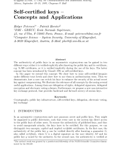 Self-certified keys -- Concepts and Applications