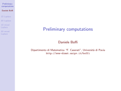 Preliminary Computations