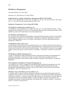 Healthcare Management Course Descriptions [PDF]