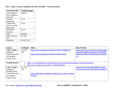 Algebra Unit 1 Topic 1 Resources
