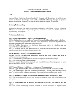 Grade 8 Family Life Sexuality Performance Indicators