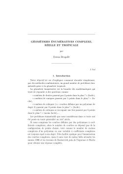 G&eacute;om&eacute;tries &eacute;num&aacute;ratives complexe, r&eacute;elle et tropicale.