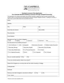 Graduate Licensure Only Application