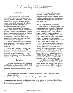 Small Scale Seed Treatment Trials in the Klamath Basin