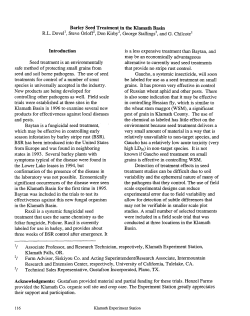 Barley Seed Treatment in the Klamath Basin