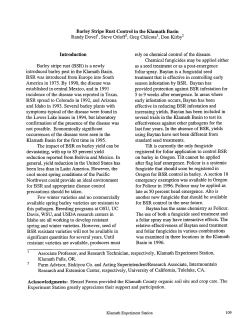 Barley Stripe Rust Control in the Klamath Basin