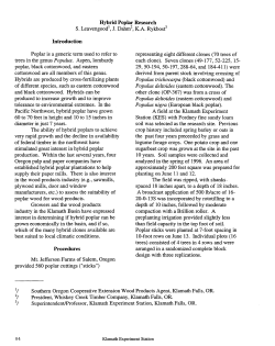 Hybrid Poplar Research