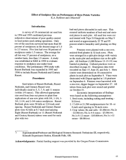Effect of Seedpiece Size on Performance of Three Potato Varieties