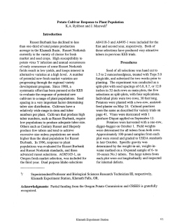 Potato Culitvar Response to Plant Population