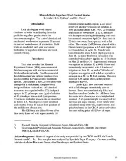 Klamath Basin Sugarbeet Weed Control Studies