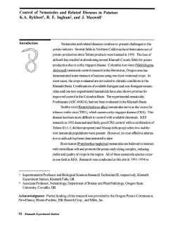 Control of Nematodes and Related Diseases in Potatoes