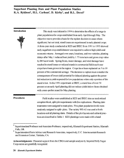 Sugarbeet Planting Date and Plant Population Studies