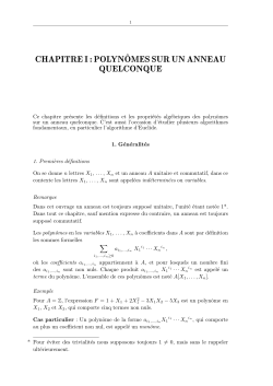 Notes de cours sur les polyn&ocirc;mes.