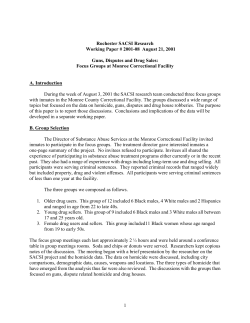 Rochester SACSI Research: Guns, Disputes and Drug Sales: Focus Groups at Monroe Correctional Facility