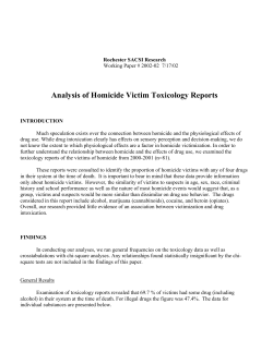 Rochester SACSI Research: Analysis of Homicide Victim Toxicology Reports