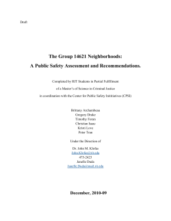 The Group 14621 Neighborhoods: A Public Safety Assessment and Recommendations