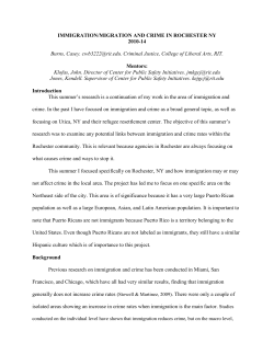 Immigration/Migration and Crime in Rochester, NY