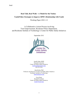 Real Talk, Real Walk&mdash;A Model for the Nation: Youth/Police Strategize to Improve RPD&rsquo;s Relationship with Youth