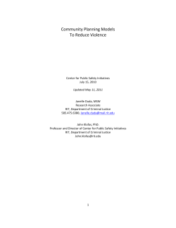 UPDATED: Community Planning Models To Reduce Violence