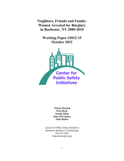 Neighbors, Friends and Family: Women Arrested for Burglary in Rochester, NY 2009-2010