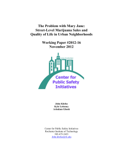 The Problem with Mary Jane: Street-Level Marijuana Sales and Quality of Life in Urban Neighborhoods