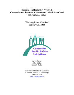 Homicide in Rochester, NY 2012:  Comparison of Rates for a Selection of United States and International Cities