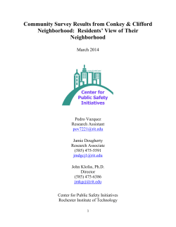 Conkey and Clifford Series (#1): &nbsp;Residents' View of the Neighborhood