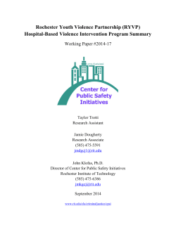 RYVP Hospital-Based Violence Intervention Program Summary