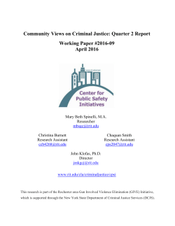 Community Views on Criminal Justice - Second Quarter Report