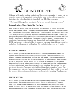 Grade 4 Newsletter - November 2015
