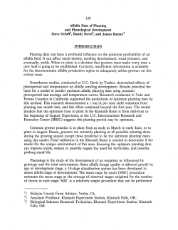 Alfalfa Date of Planting and Phenological Development
