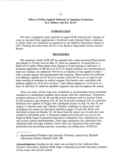 Effects of Foliar-Applied Methanol on Sugarbeet Production