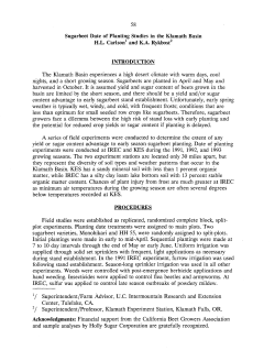 Sugarbeet Date of Planting Studies in the Klamath Basin