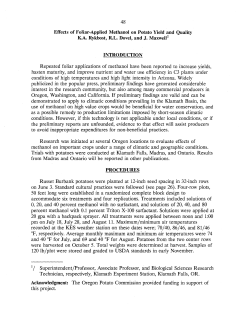 Effects of Foliar-Applied Methanol on Potato Yield and Quality