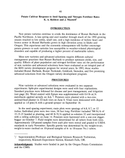 Potato Cultivar Response to Seed Spacing and Nitrogen Fertilizer Rates