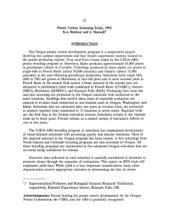 Potato Variety Screening Trials, 1993